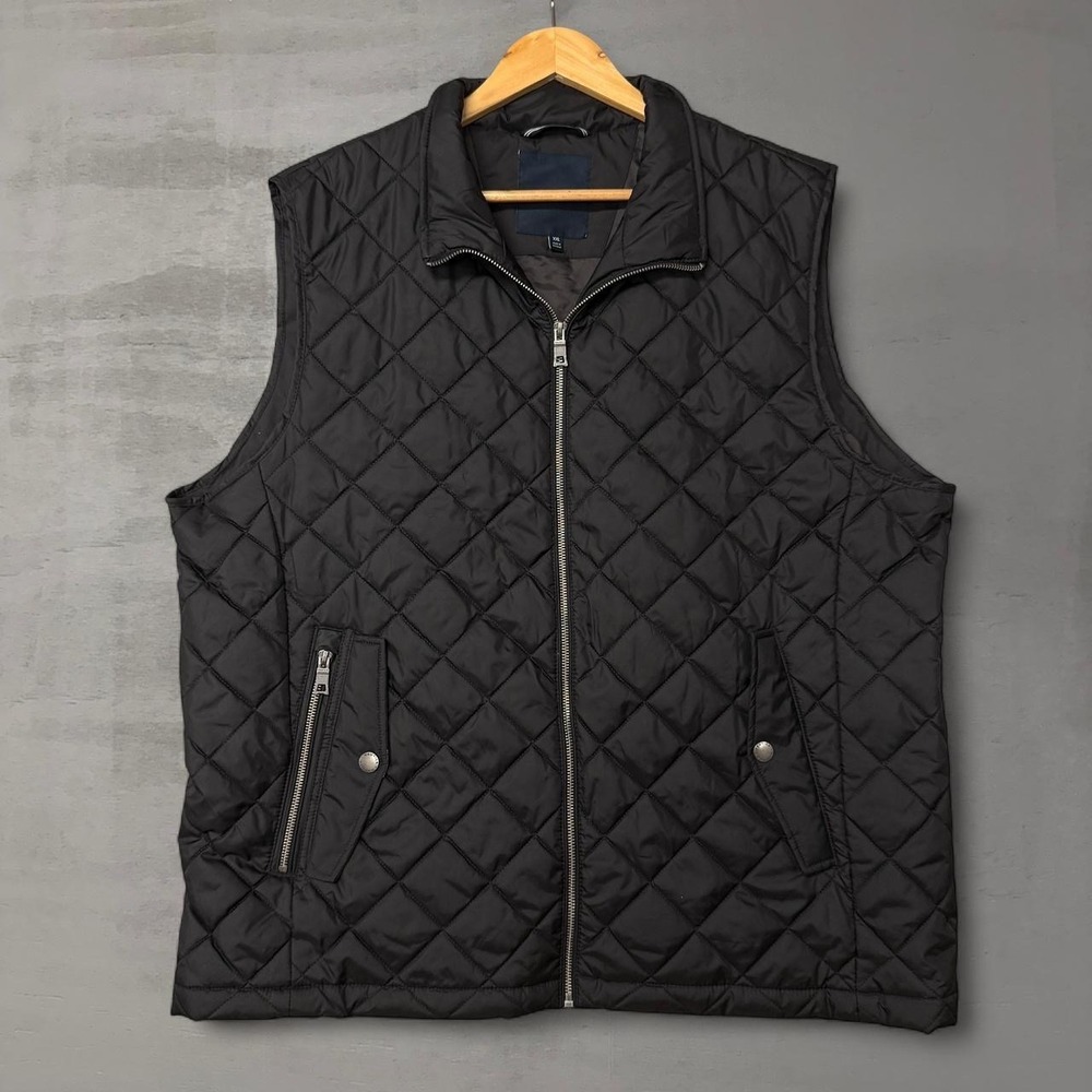 Nautica Quilted Puffer Vest Black Full Zip Sleeveless Jacket XXL